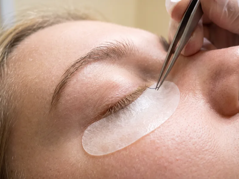 Lash and brow styling close-up